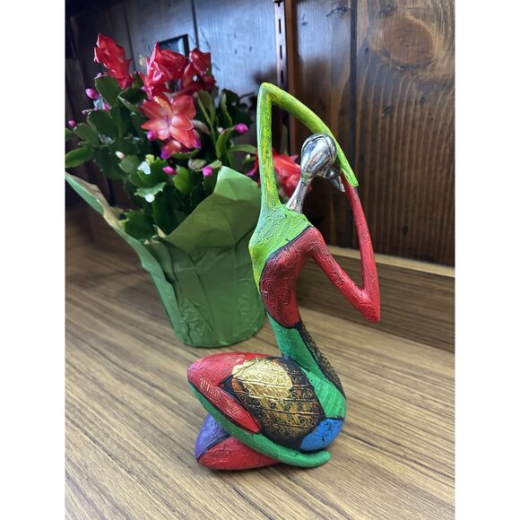 Set Of 3 Abstract Colorful Modern Art Sculptures With Silver Accents - Picture 6 of 13